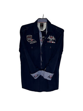 Absolute Rebellion Navy Blue Casual Button Down Shirt